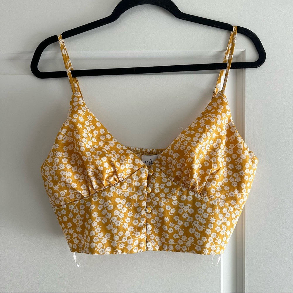 ⭐️3/$25 Polly Floral Yellow & White Women's Crop Top